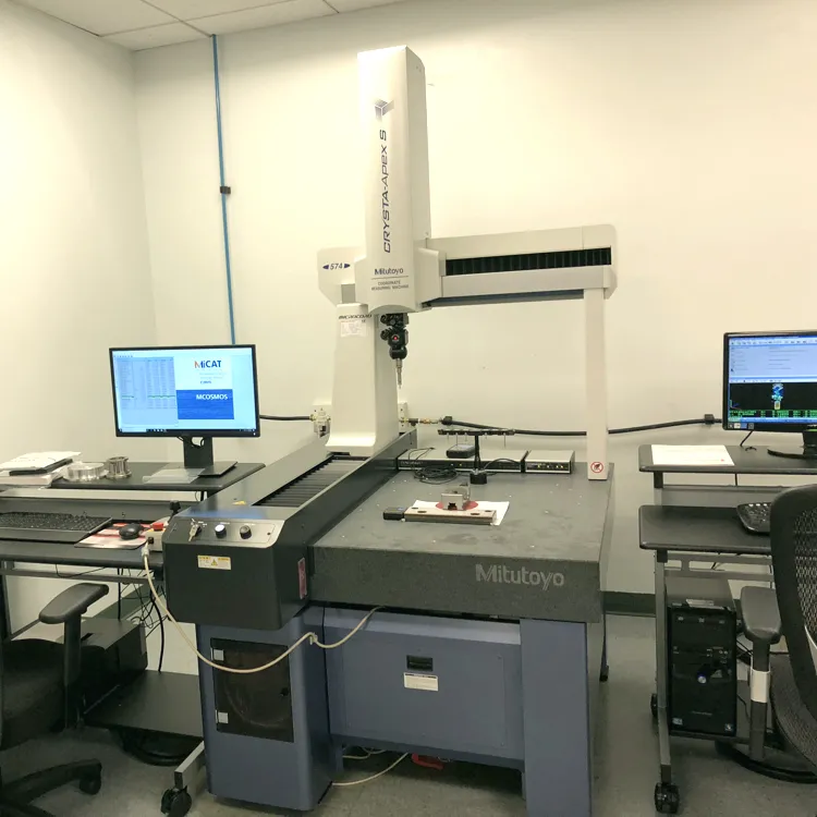 Mitutoyo CRYSTA-Apex S 574 — one of two 5-axis CNC coordinate measuring machines in the quality lab, backbone of our AS9100D and ISO 9001:2015 inspection process